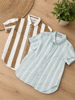 Kids Short-Sleeve Striped Button-Down Shirt